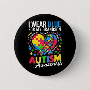 Wear Blue For Grandson Au Awareness Grandma Nana 6 Cm Round Badge