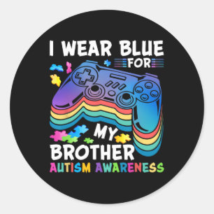Wear-blue For My Brother Autism Awareness Boys Vid Classic Round Sticker