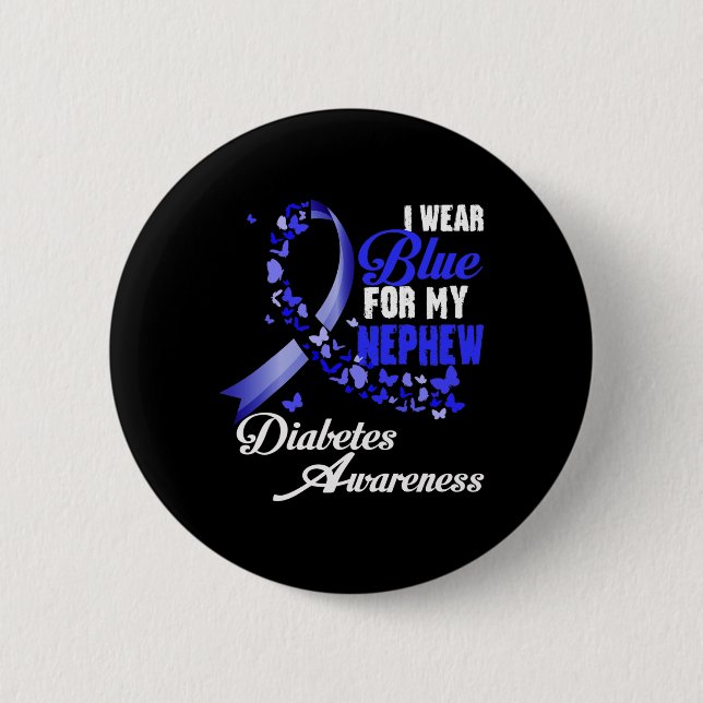 Wear Blue For My Nephew T1d Diabetes Awareness Blu 6 Cm Round Badge (Front)