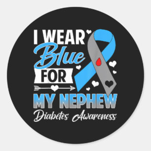 Wear Blue For Nephew T1 D Diabetes Awareness Month Classic Round Sticker