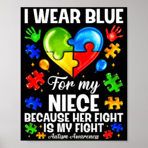 Wear Blue For Niece Au Awareness Support Puzzle Poster