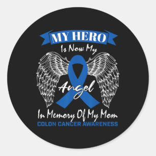 Wear Blue Ribbon In Memory Of My Mum Colon Cancer Classic Round Sticker