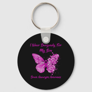 Wear Burgundy For My Son Brain Aneurysm Awareness Key Ring