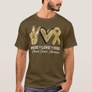 Wear Gold Ribbon Peace Love Cure Childhood Cancer  T-Shirt