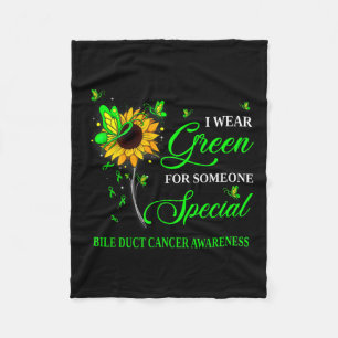 Wear Green For Bile Duct Cancer Awareness Sunflowe Fleece Blanket