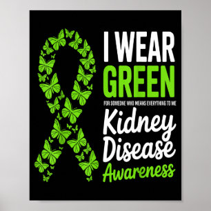 Wear green for kidney disease awareness support poster