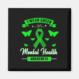 Wear Green For Mental Health Awareness Ribbon Butt Magnet