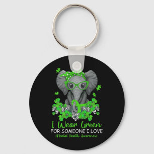 Wear Green For Mental Health Awareness Ribbon Elep Key Ring