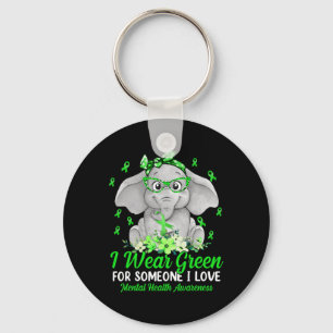 Wear Green For Mental Health Awareness Ribbon Elep Key Ring