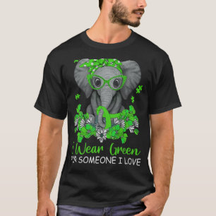 Wear Green For Mental Health Awareness Ribbon Elep T-Shirt