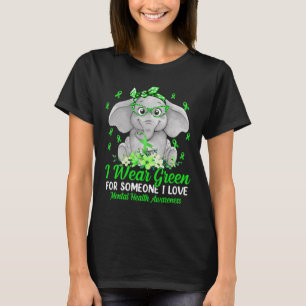 Wear Green For Mental Health Awareness Ribbon Elep T-Shirt
