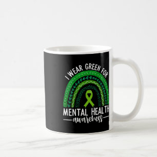 Wear Green For Mental Health Awareness Ribbon Rain Coffee Mug