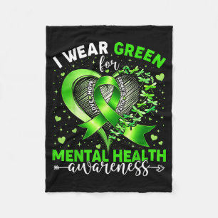 Wear green mental health awareness ribbon dragonfl fleece blanket