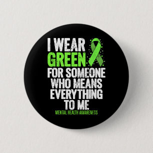 Wear Green Ribbon Fight The Stigma Mental Health A 6 Cm Round Badge