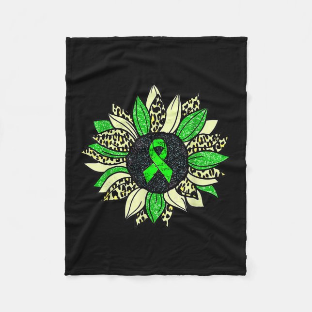 Wear Green Sunflower Kidney Disease Awareness Warr Fleece Blanket (Front)