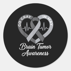 Wear grey in may strong warrior cancer brain tumou classic round sticker