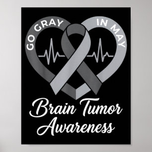 Wear grey in may strong warrior cancer brain tumou poster