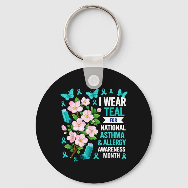 Wear Light Blue For Asthma And Allergy Awareness Key Ring (Front)