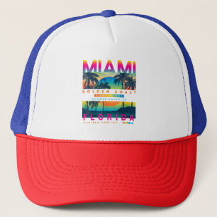 Wear Miami Florida T shirts Miami Colourful Sunris Trucker Hat
