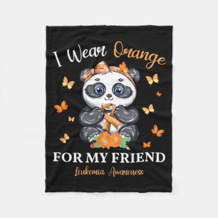 Wear Orange For Friend Leukaemia Awareness Panda Fleece Blanket