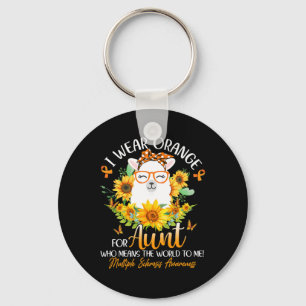 Wear Orange For My Aunt Ms Awareness Llama Sunflow Key Ring