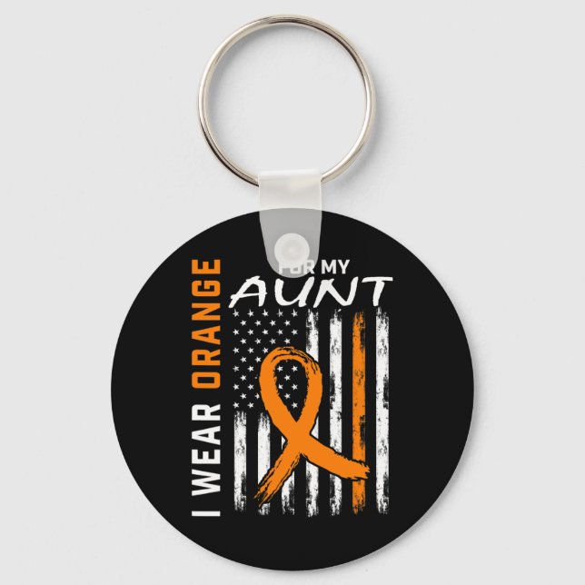 Wear Orange For My Aunt Multiple Sclerosis Awarene Key Ring (Front)