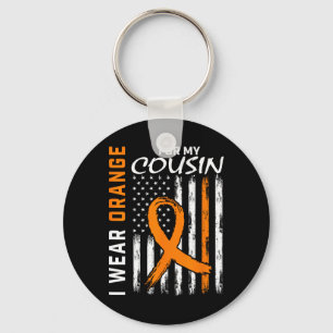 Wear Orange For My Cousin Leukaemia Awareness Flag Key Ring