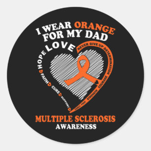 Wear Orange For My Dad Multiple Sclerosis Awarenes Classic Round Sticker