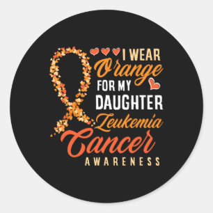 Wear Orange For My Daughter Leukaemia Cancer Aware Classic Round Sticker