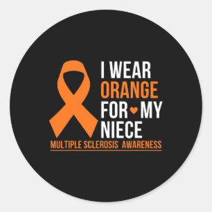 Wear Orange For My Niece Multiple Sclerosis Ms Awa Classic Round Sticker