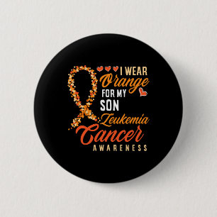 Wear Orange For My Son Leukaemia Cancer Awareness  6 Cm Round Badge