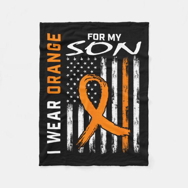 Wear Orange For My Son Leukaemia Cancer Awareness  Fleece Blanket (Front)