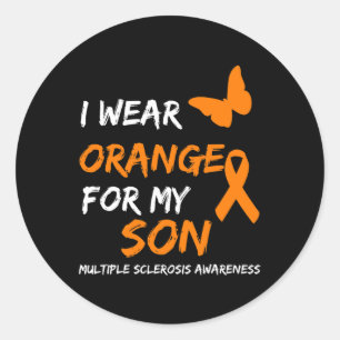 Wear Orange For My Son Multiple Sclerosis Ribbon Classic Round Sticker