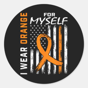 Wear Orange For Myself Self Leukaemia Cancer Aware Classic Round Sticker