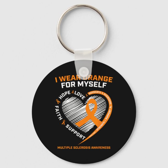 Wear Orange Myself Multiple Sclerosis Awareness Ms Key Ring (Front)