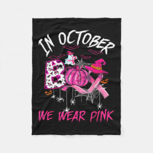 Wear Pink Breast Cancer Warrior Cute Ghost Hallowe Fleece Blanket