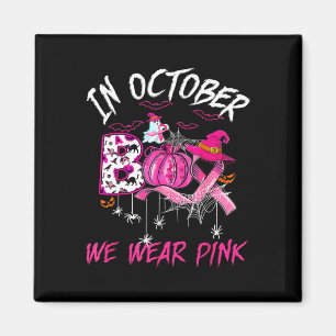 Wear Pink Breast Cancer Warrior Cute Ghost Hallowe Magnet