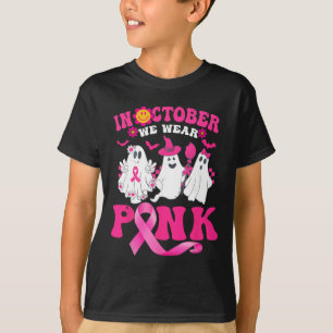 Wear Pink Breast Cancer Warrior Cute Ghost Hallowe T-Shirt