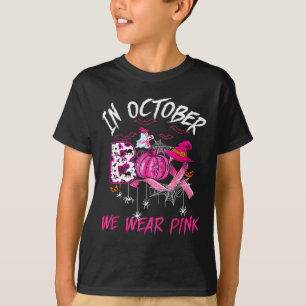 Wear Pink Breast Cancer Warrior Cute Ghost Hallowe T-Shirt