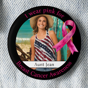 Wear Pink for Breast Cancer Awareness Photo 6 Cm Round Badge