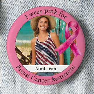 Wear Pink for Breast Cancer Awareness Photo 6 Cm Round Badge