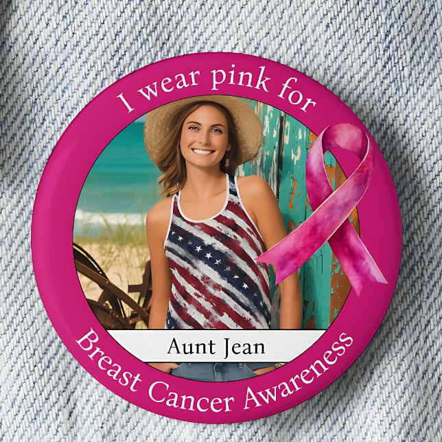 Wear Pink for Breast Cancer Awareness Photo 6 Cm Round Badge (Creator Uploaded)