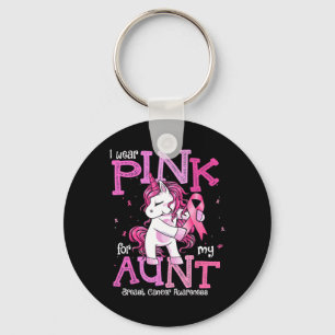 Wear Pink For My Aunt Shirt Breast Cancer Awarenes Key Ring