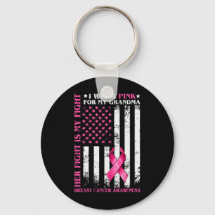 Wear Pink For My Grandma Breast Cancer Mum America Key Ring