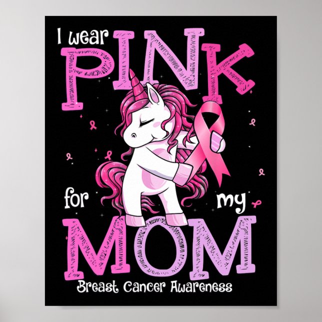 Wear Pink For My Mum Shirt Breast Cancer Awareness Poster (Front)