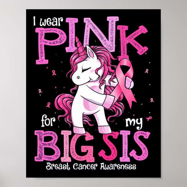Wear Pink For My Sister Shirt Breast Cancer Awaren Poster (Front)