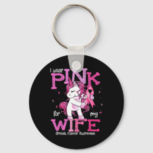 Wear Pink For My Wife Shirt Breast Cancer Awarenes Key Ring