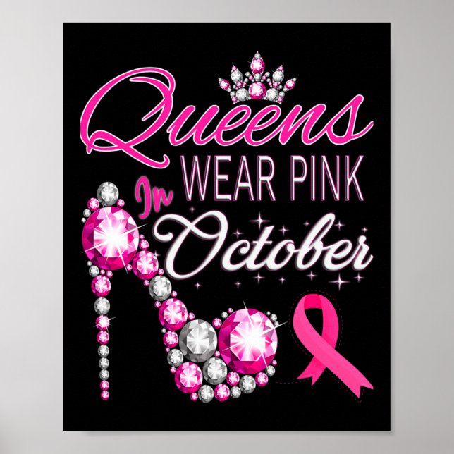 Wear Pink In October Breast Cancer Awareness Women Poster (Front)