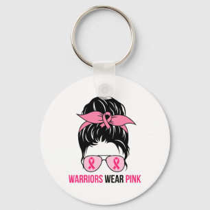 Wear Pink Messy Bun Mum Breast Cancer Awareness  Key Ring
