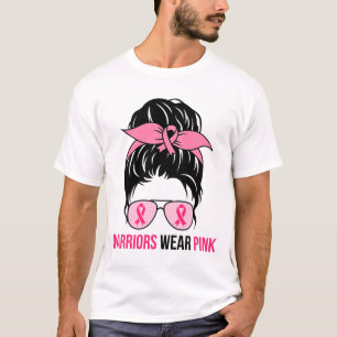 Wear Pink Messy Bun Mum Breast Cancer Awareness T-Shirt